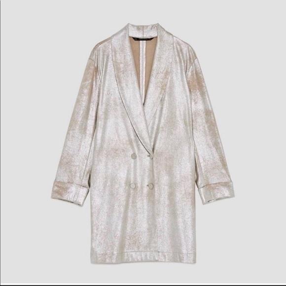 Zara - Tailored Faux Suede Metallic Blazer Dress - Picture 2 of 2